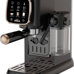 arzum OK0032-0400 Espressomaschine mit Siebträger Bronze mit Milchbehälter, mit Milchaufschäumdüse