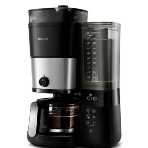 Philips Home HD7900/01 Kaffeemaschine Schwarz, Silber Fassungsvermögen Tassen=10 mit Mahlwerk, Timerfunktion, Warmhaltef