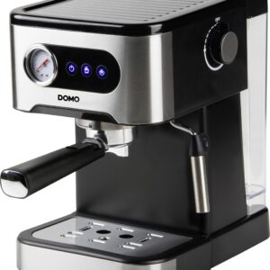DOMO ESPRESSOMASCHINE MIT MANOMETER Espressomaschine Schwarz/Edelstahl 1350 W