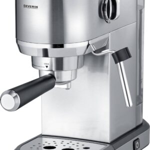 Severin KA 5997 Espressomaschine mit Siebträger Chrom (gebürstet), Schwarz 1350 W mit Milchaufschäumdüse